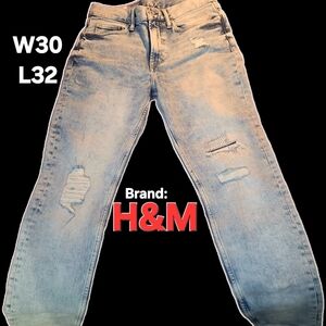 H&M Men's Faded Blue Straight Jeans
